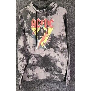 ACDC High Voltage Grey Hoodie Tie Dye Sweatshirt Rock and Roll Size Small